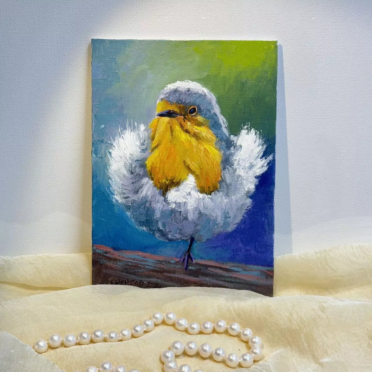 5"x7" bird Original custom oil painting on Canvas panel wall art perfect gift for birds lover (Copy) (Copy)