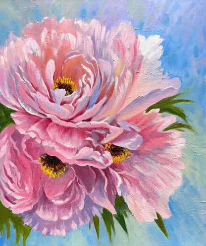 20"x24" Peony Flowers blossom original handmade oil painting wall art home decor