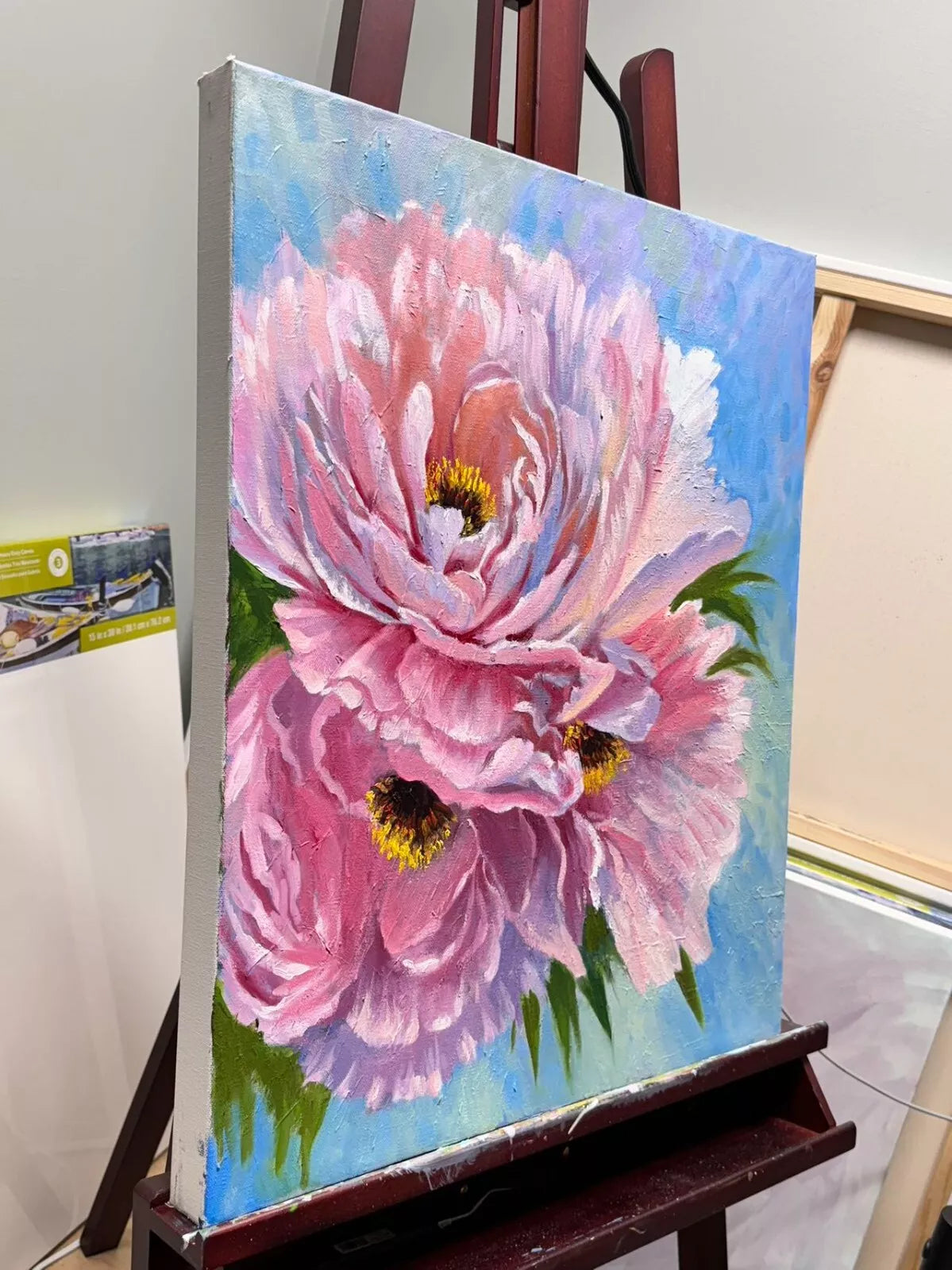 20"x24" Peony Flowers blossom original handmade oil painting wall art home decor