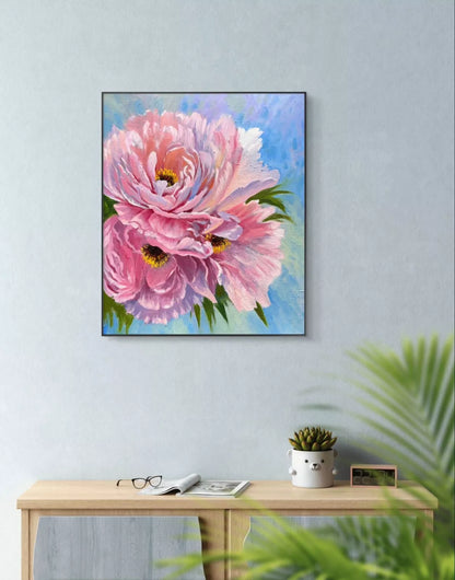 20"x24" Peony Flowers blossom original handmade oil painting wall art home decor