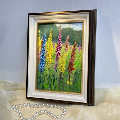 5"x7" Wild Flowers blossom original oil painting with frame wall art home decor