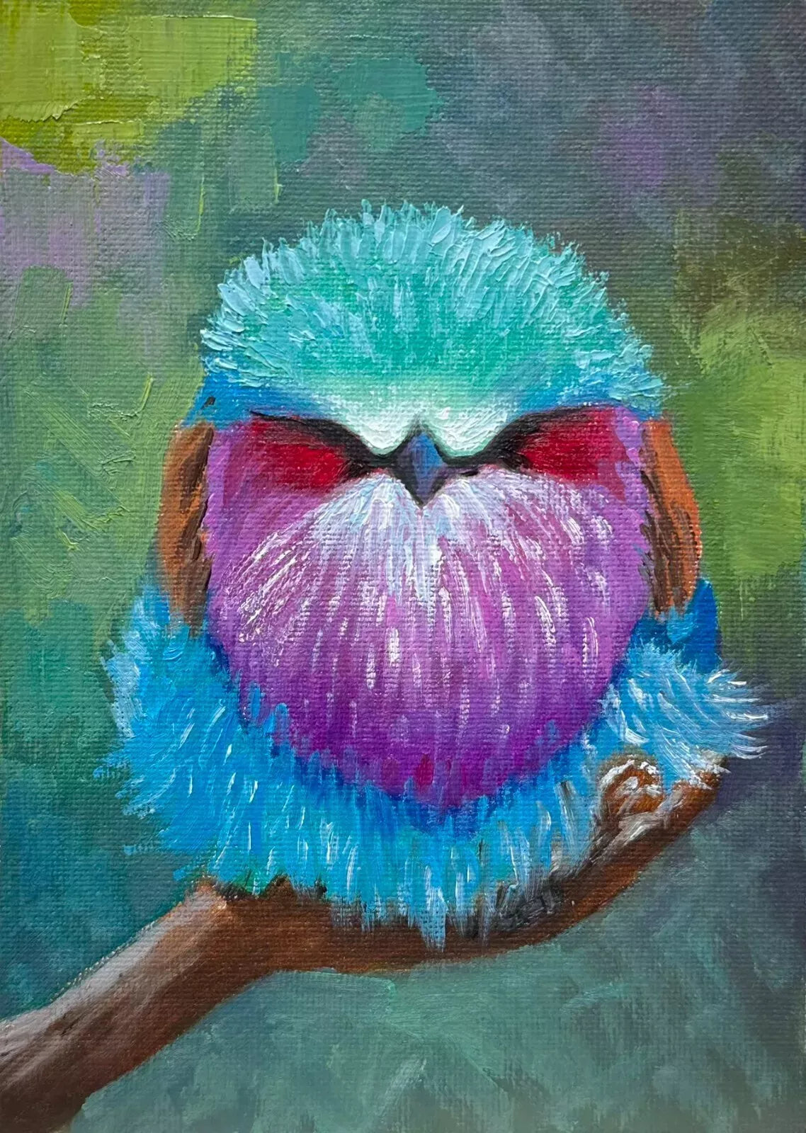 5"x7" Baby bird Original custom oil painting on Canvas panel wall art perfect gift for birds lover (Copy)