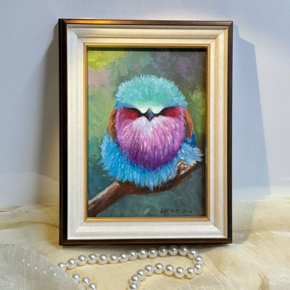 5"x7" Baby bird Original custom oil painting on Canvas panel wall art perfect gift for birds lover (Copy)