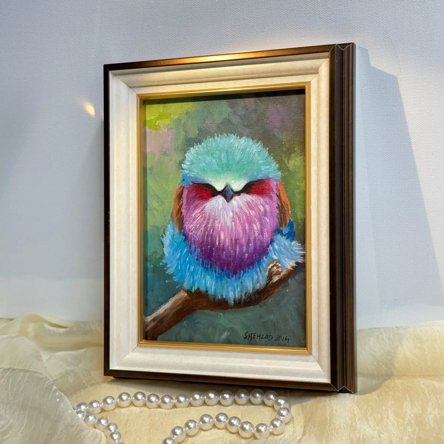 5"x7" Baby bird Original custom oil painting on Canvas panel wall art perfect gift for birds lover (Copy)