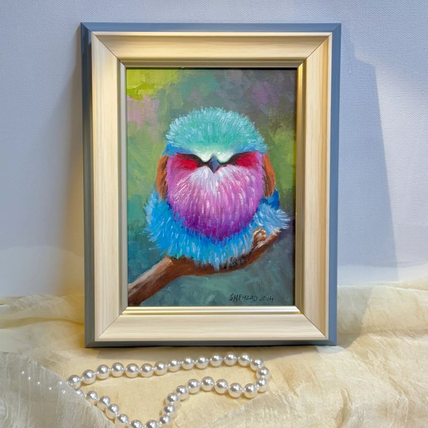 5"x7" Baby bird Original custom oil painting on Canvas panel wall art perfect gift for birds lover (Copy)