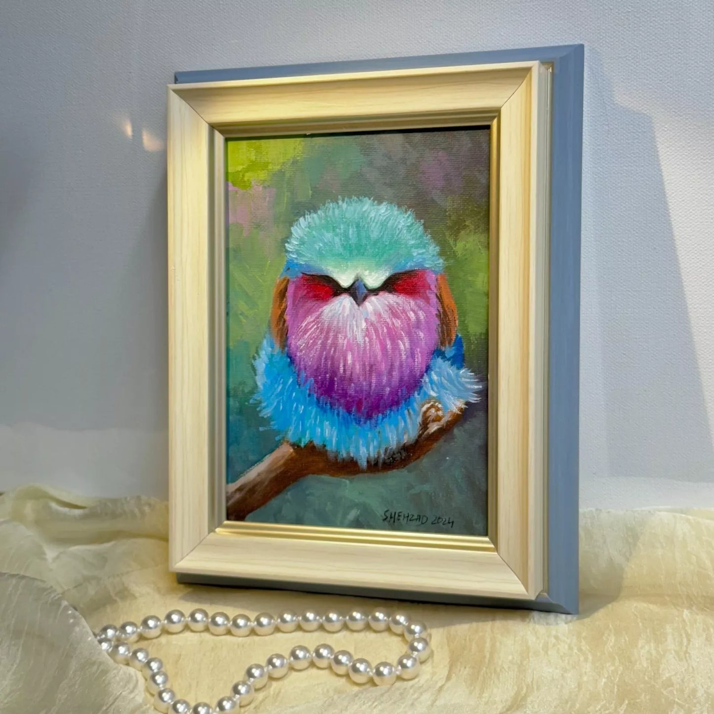 5"x7" Baby bird Original custom oil painting on Canvas panel wall art perfect gift for birds lover (Copy)